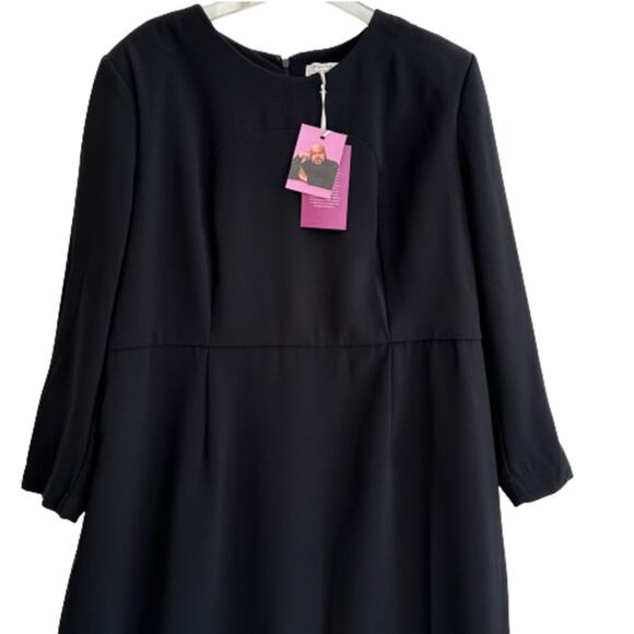 Sergio Hudson X Target Dress Black Strong Shoulder Long Sleeve Midi Plus Size 2X - Picture 5 of 13